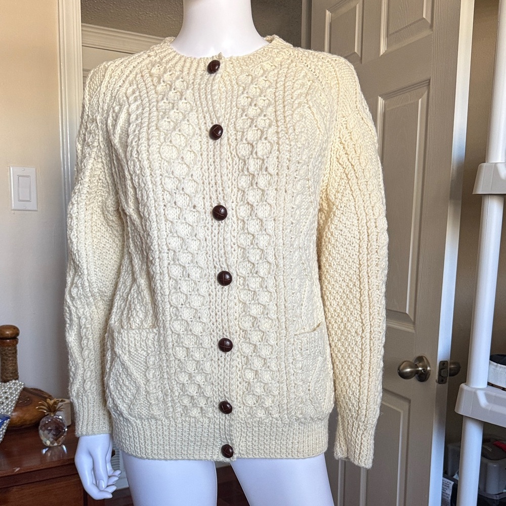 Elegant Cream Knit Cardigan Sweater